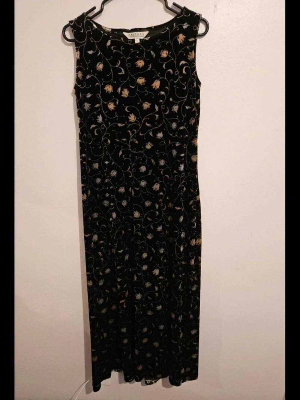 Vintage John Paul Richard Black/Gold Velvet Dress Sz L